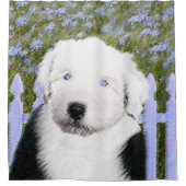 Old English Sheepdog Puppy Painting - Dog Art Duschvorhang (Vorderseite)