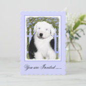 Old English Sheepdog Puppy Painting - Dog Art Einladung (Stehend Vorderseite)