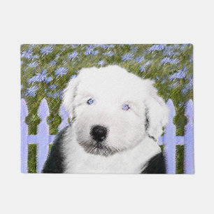 Old English Sheepdog Puppy Painting - Dog Art Fußmatte