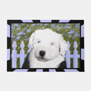 Old English Sheepdog Puppy Painting - Dog Art Fußmatte