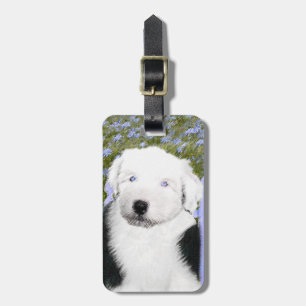Old English Sheepdog Puppy Painting - Dog Art Gepäckanhänger