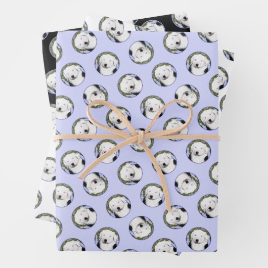 Old English Sheepdog Puppy Painting Dog Art Geschenkpapier Set (Beispiel)