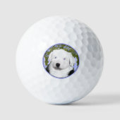 Old English Sheepdog Puppy Painting - Dog Art Golfball (Vorderseite)