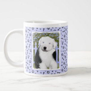 Old English Sheepdog Puppy Painting - Dog Art Jumbo-Tasse