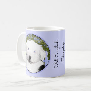Old English Sheepdog Puppy Painting - Dog Art Kaffeetasse