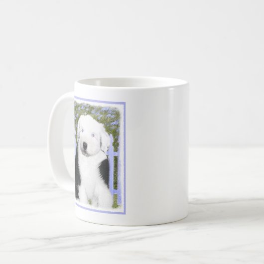 Old English Sheepdog Puppy Painting - Dog Art Kaffeetasse (Vorderseite Links)
