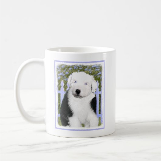 Old English Sheepdog Puppy Painting - Dog Art Kaffeetasse (Links)