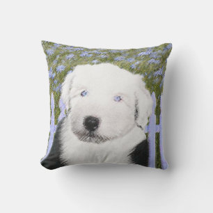 Old English Sheepdog Puppy Painting - Dog Art Kissen