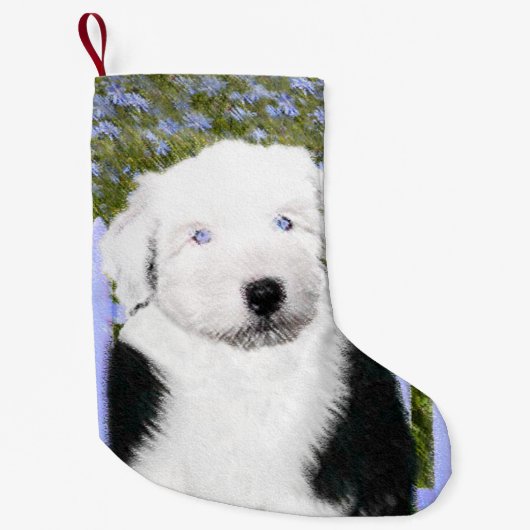 Old English Sheepdog Puppy Painting - Dog Art Kleiner Weihnachtsstrumpf (Vorderseite)