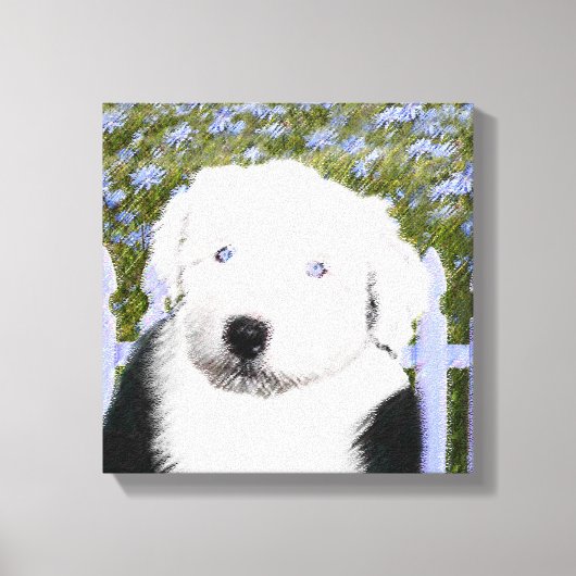 Old English Sheepdog Puppy Painting - Dog Art Leinwanddruck (Vorderseite)