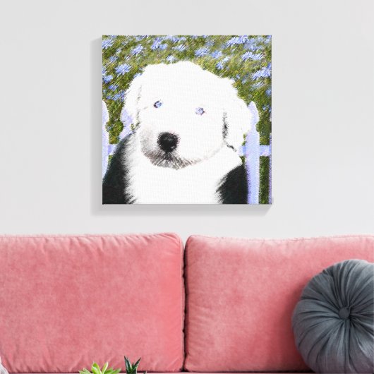 Old English Sheepdog Puppy Painting - Dog Art Leinwanddruck (Insitu (Wohnzimmer))