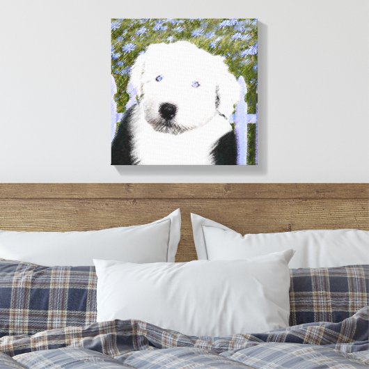 Old English Sheepdog Puppy Painting - Dog Art Leinwanddruck (Insitu (Schlafzimmer))