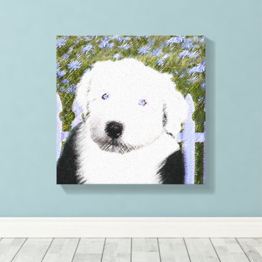 Old English Sheepdog Puppy Painting - Dog Art Leinwanddruck (Insitu (Holzboden))