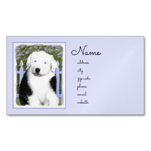 Old English Sheepdog Puppy Painting - Dog Art Magnetische Visitenkarte