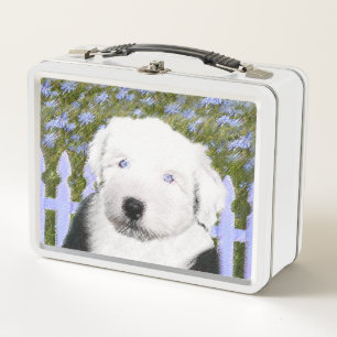 Old English Sheepdog Puppy Painting - Dog Art Metall Brotdose