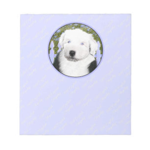 Old English Sheepdog Puppy Painting - Dog Art Notizblock
