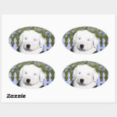 Old English Sheepdog Puppy Painting - Dog Art Ovaler Aufkleber (Blatt)