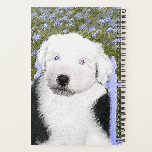 Old English Sheepdog Puppy Painting - Dog Art Planer (Rückseite)