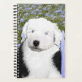 Old English Sheepdog Puppy Painting - Dog Art Planer (Vorderseite)