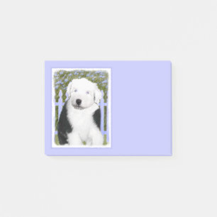Old English Sheepdog Puppy Painting - Dog Art Post-it Klebezettel