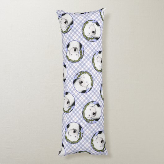 Old English Sheepdog Puppy Painting Dog Art Seitenschläferkissen (Rückseite (Vertikal))