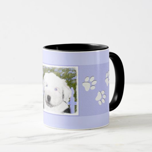 Old English Sheepdog Puppy Painting - Dog Art Tasse (VorderseiteRechts)