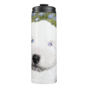 Old English Sheepdog Puppy Painting - Dog Art Thermosbecher