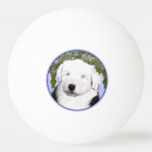 Old English Sheepdog Puppy Painting - Dog Art Tischtennisball
