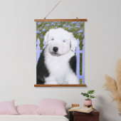 Old English Sheepdog Puppy Painting - Dog Art Wandteppich Mit Holzrahmen (Schlafzimmer)