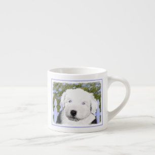 Old English Sheepdog Puppy Painting - Hundekunst Espressotasse