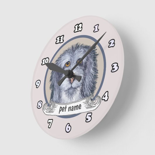 Old English Sheepdog Runde Wanduhr (Winkel)