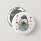 Old English Sheepdog Santa Paws Button (Vorne & Hinten)