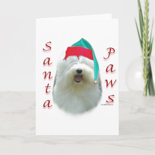 Old English Sheepdog Santa Paws Feiertagskarte (Vorderseite)
