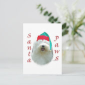 Old English Sheepdog Santa Paws Feiertagspostkarte (Stehend Vorderseite)