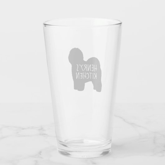 Old English Sheepdog Silhouette Personalisiert Dog Glas (Rückseite)