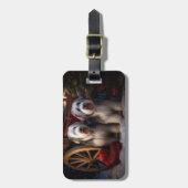 Old English Sheepdog Snowy Sleigh Weihnachtsdekor Gepäckanhänger (Vorderseite vertikal)