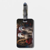 Old English Sheepdog Snowy Sleigh Weihnachtsdekor Gepäckanhänger (Rückseite vertikal)