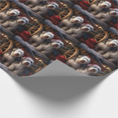 Old English Sheepdog Snowy Sleigh Weihnachtsdekor Geschenkpapier (Ecke)