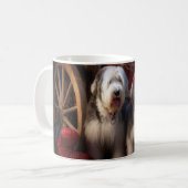 Old English Sheepdog Snowy Sleigh Weihnachtsdekor Kaffeetasse (Vorderseite Links)