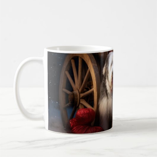 Old English Sheepdog Snowy Sleigh Weihnachtsdekor Kaffeetasse (Links)