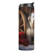 Old English Sheepdog Snowy Sleigh Weihnachtsdekor Thermosbecher (Nach links gedreht)