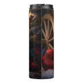 Old English Sheepdog Snowy Sleigh Weihnachtsdekor Thermosbecher (Rückseite)