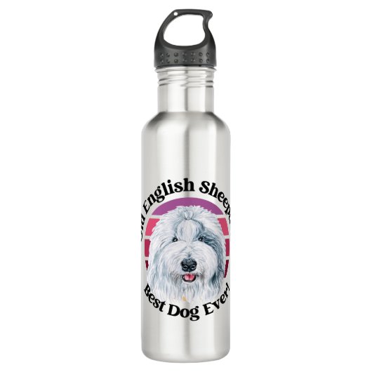 Old English Sheepdog Spanisch lustiges Zitat Edelstahlflasche (Vorderseite)