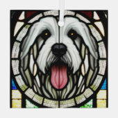 Old English Sheepdog "Stached Glass" Ornament Aus Glas (Rückseite)