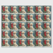 Old English Sheepdog Vintage Christmas Postcard Geschenkpapier (Flach)