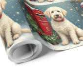 Old English Sheepdog Vintage Christmas Postcard Geschenkpapier (Rolleneckpunkt)