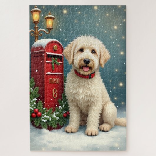 Old English Sheepdog Vintage Christmas Postcard Puzzle (Vertikal)