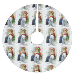 Old English Sheepdog Vintage Weihnachten Polyester Weihnachtsbaumdecke