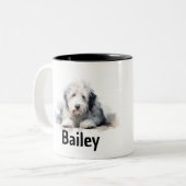 Old English Sheepdog Watercolor Tasse (Vorderseite Links)
