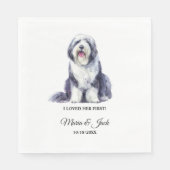 Old English Sheepdog Wedding Napkins mit Foto Serviette (Vorderseite)
